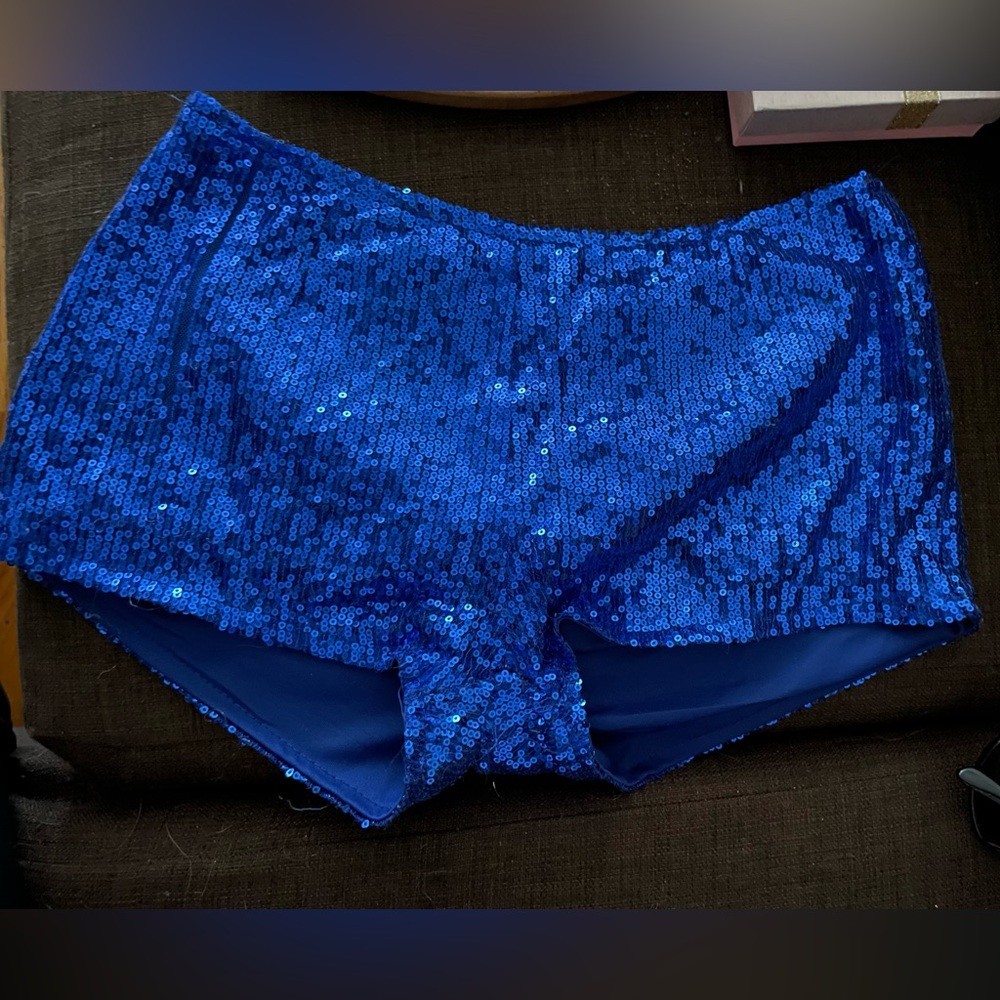 Blue sequin shorts